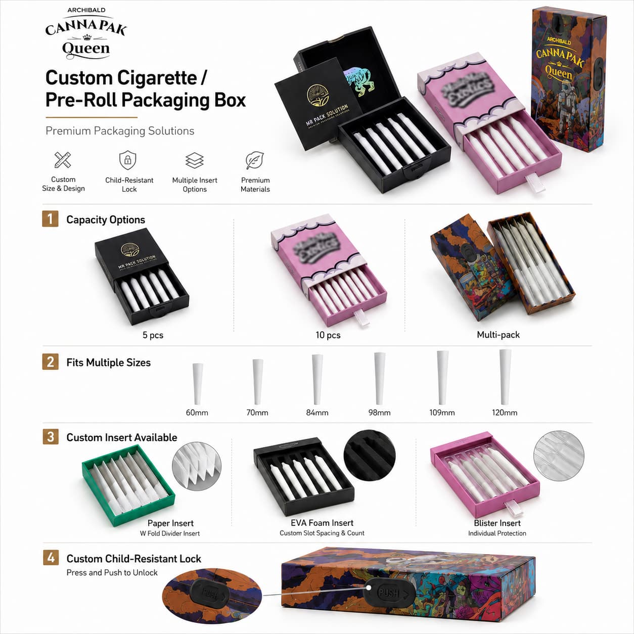 child-resistant cigarette packaging box